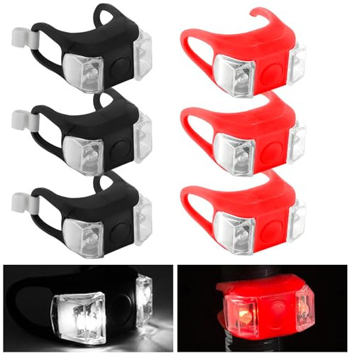 Sporgo - Luz LED para cochecito: 6 lámparas de silicona impermeables, multiusos para todas las luces de cochecitos (rojo + negro C)
