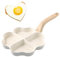 Ehuihuan Poele Pancakes Induction Poele Antiadhesive Poele 4 Compartiments en Forme de Coeur Poele Oeuf Poele a Pancakes Petite Poele Poêles à Frire (Beige)