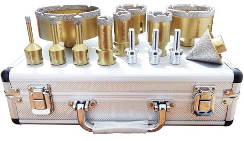 ANTENGDATOOL Dry/Wet Tile Hole Saw Kit Diamond 4 Inch - Porcelain Core Drill Bits Set Cutter for Ceramic Marble Brick Granite Stones Angle Grinder(6/8/10/20/25/35/50/75/100,50mm)