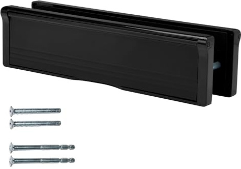 Keypak 10.62 (27cm) Door Letterbox – Fits 40–80mm Thick Doors, Adjustable Letter Box for UPVC Composite Timber Doors, Anti-Snap Flap, Internal Draught Excluder (Black)