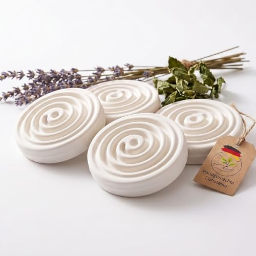 Handgemachter Duftstein, 4er Set, ideal für ätherische Öle, Duftöle, Aromaöle oder Parfüm. Duftsteine Diffuser für Guten Duft in Schränke, Schreibtische, Wohnzimmer und Keller, WUNDERKRAFT.bio (4)
