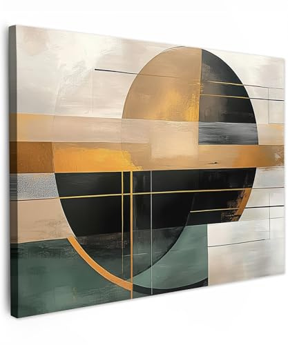 MuchoWow© Stampa Foto 80x60 cm Quadro Moderno Quadri Moderni Soggiorno Con Cornice Stampe Da Parete Camera Da Letto Matrimoniale Decorazione Canvas Astratto - Oro - Bronzo - Verde - Moderno