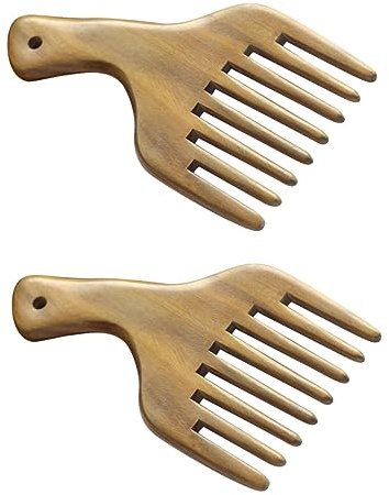 Ipetboom 2 Piezas Peine de Madera Dientes Anchos Peine de Sándalo Natural para Mujer para Peinar Mechones Gruesos o Rizados Pack de Unidades