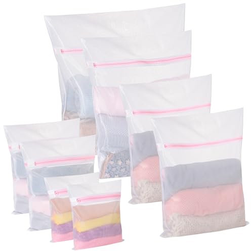 8 unidades de red de lavandería para lavadora, bolsas de lavandería con cremallera, reutilizables, para ropa interior, calcetines, ropa de bebé (5 tamaños)