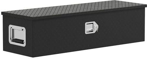 Caisse de rangement HOMCOM en aluminium avec poignées latérales, serrure et clés, caisse à outils pour camion, caisse de stockage pour remorque, 99 x 33 x 35,5 cm, noir