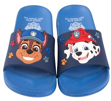 United Labels Paw Patrol Ciabatte da bagno per ragazzi, blu, bambini, antiscivolo, con Marshall e Chase, Blu, 29/30 EU