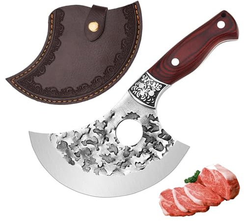 Doklasu couteau de cuisine japonais style Ulu couteaux de cuisine forgé à la main full Tang High Carbon Steel Home et Outdoor couteau de cuisine avec manche en bois et gaine