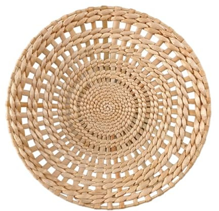 Décoration mural bohème en rotin - Plate ronde tressée en macramé - Panier - Plateau de service - Art fait à la main - Pour chambre - Pots de fleurs en plastique (marron, A)