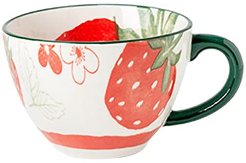 Holibanna Erdbeermuster Keramiktasse Becher Für Kaffee Tee Wasser Milch Fruchtsaft Heiße Getreide Frühstück Zuhause Küche