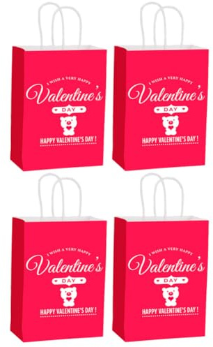 Presentpåsar 4 st. papperspåsar med handtag pappersbärkasse presentpåsar för alla hjärtans dag födelsedag bröllop förpackningar fester