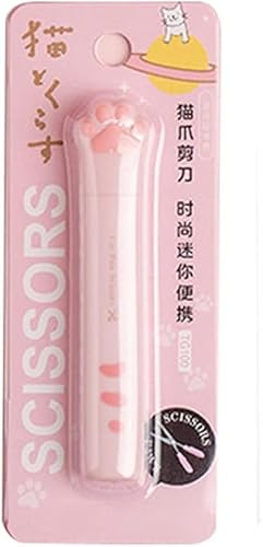 Pink Cat Paw Folding Pocket Scissors, Kawaii Hand Cutters, Mini Art Scissors, Craft Cutting Tools