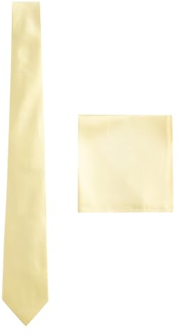 NEXT Herren Regulär Seidenkrawatte und quadratisches Einstecktuch Gelb one size