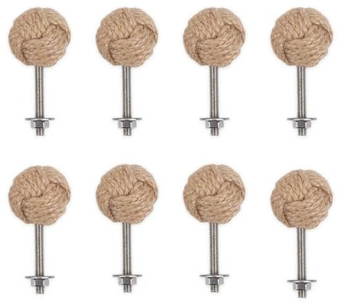 Y G M YIGEMAO Set of 8 Handles Handmade Braided Twine Ball Knobs for Cabinet Door Drawer Wardrobe Hardware Decoration