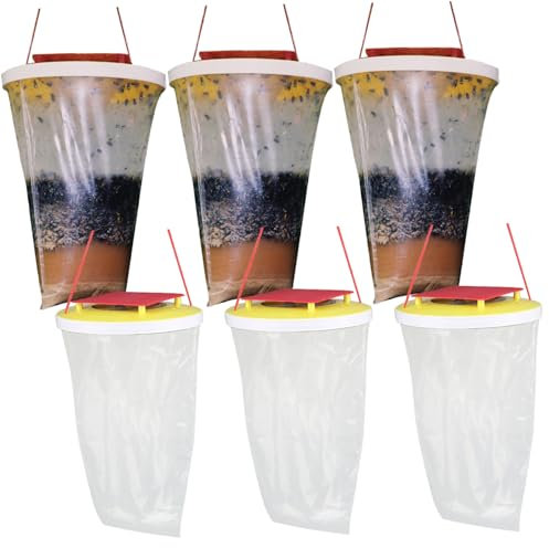 Sacs de pièges à Mouches, 6 pcs à Mouches Pièges extérieurs Suspendus, Sacs Transparents jetables, capacité pour House Garden Horse Barn
