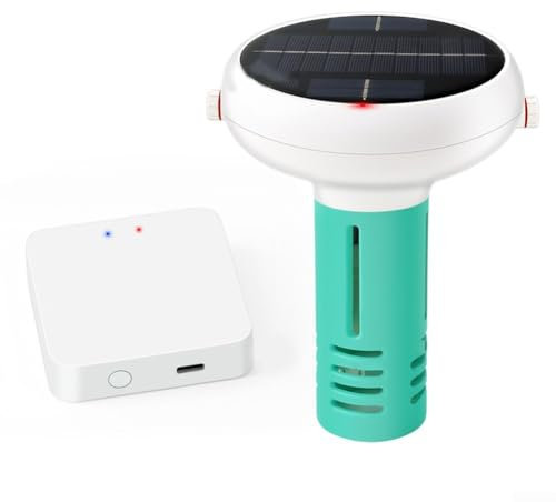 GLFLOW Smart WiFi Solar-betriebener Wasserqualitätsmonitor Pool Tester mit pH ORP Salzgehalt Temperaturmessung