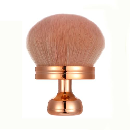 Brochas De Maquillaje Extra Grande,Brochas Autobronceadora de Cuerpo Grande Corporal Brocha Kabuki para Polvo con Cerdas Mullidas y Suaves y Mango Corto Cepillo para Aplicar Autobronceador Oro Rosa