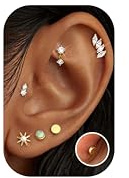 LOLIAS 6 Paar Flatback Ohrstecker Gold Silber Stern Sonne Piercing Set | Hypoallergene Chirurgenstahl Ohrstecker für Damen Tragus Conch Helix Ohrringe Piercing Set Schmuck Geschenk für Frauen