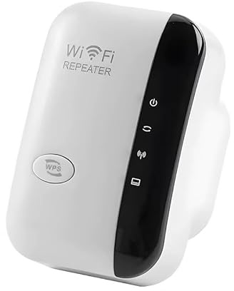 WiFi Extender with up to 300m open-air range. High-power amplification makes it ideal for boosting signal to remote rooms, large homes, or outdoor areas, Multiple Devices, Latest software. (UK Plug)