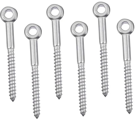 BIUDECO 6piezas Tornillos Autorroscantes para Madera Pernos de Ojo Resistentes Tornillos de Ojal para Jardín Material Duradero Uso Exteriores