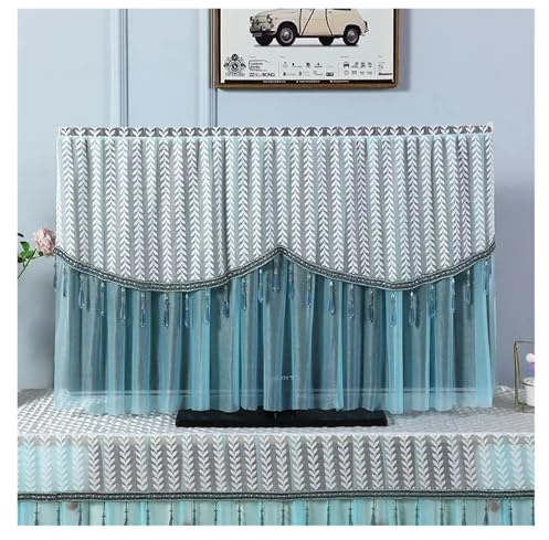 UJEDFHV TV Cover Dust Proof And Breathable TV Cover Lace Power On Without Removing Hanging Curved Tabletop Fabric(Color 05,150 x Height 90cm)