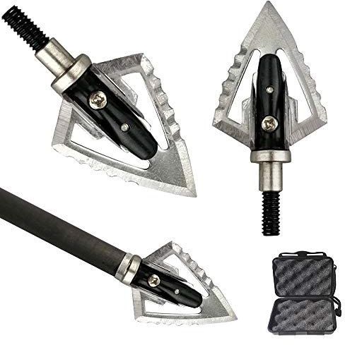 6 Stück Bogenschießen Pfeilspitzen 100 Grain Jagdspitzen Metall Broadheads pfeilspitze für Carbonpfeile Armbrust und bogenpfeile