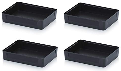 Einsatzkästen 4er Set 5cm Höhe für Auer Eurobehälter 60x40 * Einsatz Kästen Einsätze schwarz