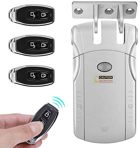 Unsichtbare Intelligente Schließung Tür Schloss, Sicherheitsschloss mit 4 Fernbedienungen Home Security Wireless Invisible Keyless Electronic Lock Fernbedienung Touch Locked (Silber + USB Bluetooth)