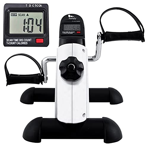 Mini Exercise Bike, himaly Under Desk Bike Pedal Exerciser Portable Foot Cycle Arm & Leg Peddler Machine with LCD Screen Displays