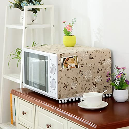 Microwave Dust Proof Cover,Microwave Oven Accessory Protective Cover Microwave Oven Cover Dust-Proof Covers Hood Home Decor Microwave Anti-Oil Towel，Grey Dandelion
