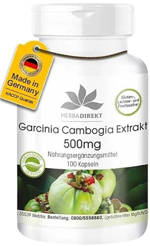 Estratto di Garcinia cambogia 500mg - 100 capsule di Tamarindo Malabar - standardizzato al 60% d'HCA - altamente dosato - vegan | HERBADIREKT by Warnke Vitalstoffe - Qualità da farmacia tedesca