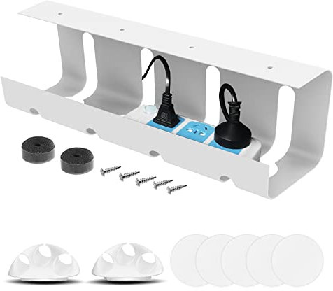 ENONCI Cable Management Tray No Drill Sturdy Steel Under Desk Storage Tray for Keeping Cable Tidy, Managing Cables Power Strips for Office and Home