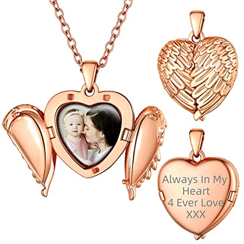 Supcare Damen Medaillon zum Öffnen für Bilder Locket Necklace Vintage Kette Foto Halskette mit Anhänger Amulett Souvenir Charm Personalisiert Modeschmuck für Frauen Mädchen aus Kupfer/Edelstahl