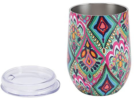 MISETA Floral Wine Tumbler, Coffee Mug, Stainless Steel Vacuum Double Wall Wine Glass with Lid for Home Outdoor(Type A) ( Color : Type A )