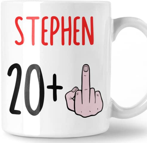 21st Birthday Gift for Man Personalised, Middle Finger Design Coffee Mug for 21 Year Old Son, Brother, Friend