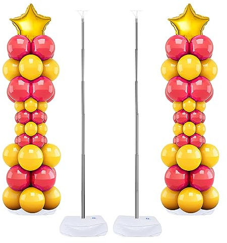 Balloon Column Stand Set of 2, 6.6ft Balloon Arch Stand Adjustable Balloon Column kit with Base Telescopic for Baby Shower Wedding Birthday Graduation Party Decorations (2)