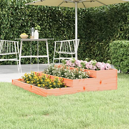 FIRBNUS Macetero naranja 107 x 107 x 27 cm madera maciza Douglas Florero diseño escaleras jardineras de jardín marco estable bancal cultivo una variedad de flores o plantas