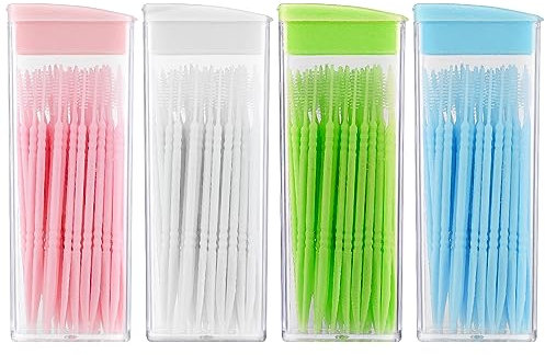 WLLHYF 200 stuzzicadenti in plastica a doppia testa – 50 pezzi/scatola filo interdentale spazzolino interdentale spazzolino denti stick