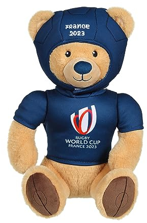 Gipsy Toys - Plüsch Bär Rugby World Cup/Rugby World Cup France 2023 (RWC) - Offiziell Lizenziertes Plüschtier - 24 cm sitzend - Beige Marineblau
