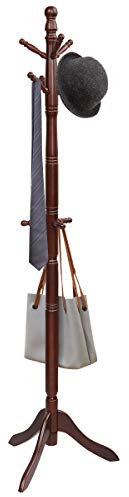 COSTWAY Porte Manteaux en Bois 9 Crochets, Portant à Vêtement sur Pied, Hauteur Réglable 138/175cm, Porte-Manteau pour Entrée, Chambre, Dortoir, Appartement (Brun)
