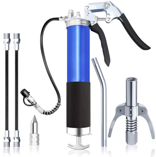 GIAK Einhand Fettpresse Set Fettpresse für Schmiernippel 8000 PSI mit Pistolengriff und Schnellverschlusskupplung für 400g Kartusche verstärkter Verbinder.