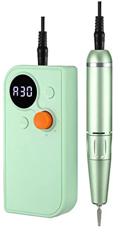 Juego De Máquina Pulidora Eléctrica Para Taladro De Uñas - Pantalla LED Portátil 0-30000 RPM Máquina Perforadora De Lima De Uñas Para Manicura Pedicura Nail Art(Verde)