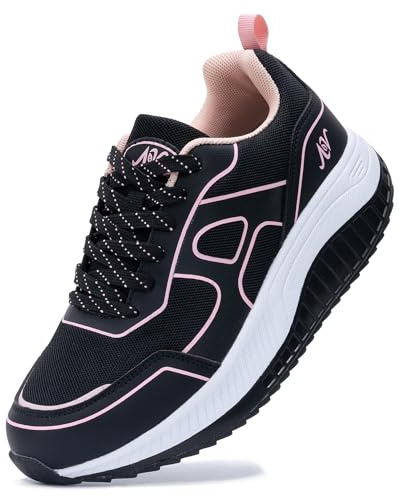 ZF ZEFUHER Women's Walking Shoes with Arch Support Orthotic Plantar Fasciitis Sneakers Tennis Running Shoes BlackRose 9.5