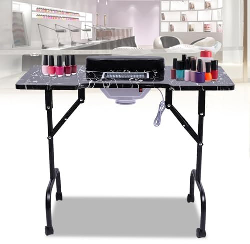 Maniküre Tisch Maniküre Nageltisch Mobiles Nageltisch mit Staubabsaugung 2800RPM Faltbar Maniküretisch Freistehend Faltbar Maniküretisch