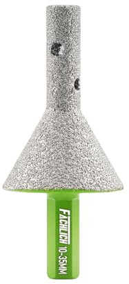 Tile Diamond Chamfer Milling Bit - FACHLICH 10-35MM Finger Bit Hexagonal Shank Enlarging Chamfering Existing Holes Porcelain Ceramic Granite Marble
