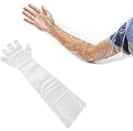 SEMINISMAR Langarm Veterinär Handschuhe, Veterinär-Handschuhe, Einweg-Weichplastikfolie, Transparent, 30 Stück