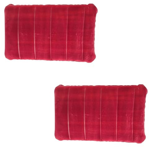tintoke 2 Pièces Coussin de Plage Gonflable,Coussin de Voyage,Plage Oreiller,Voyage Léger Portable Flocage Coussin d'air Oreiller,Convient aux Voyages en Plein air et à la randonnée (Rouge Profond)