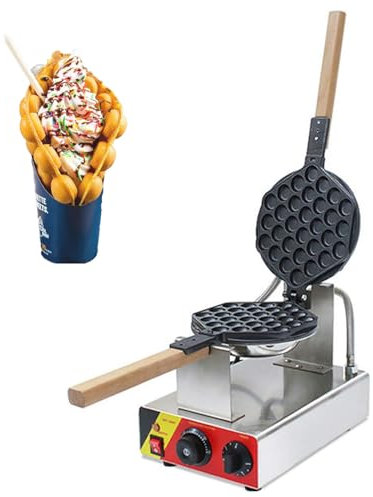 Commercial Bubble Waffle Maker, 1400W Egg Puff Waffle Maker, Non-stick Hong Kong Egg Waffle Maker Stainless Steel Bubble Waffle Machine, Independent Temp & Time Control