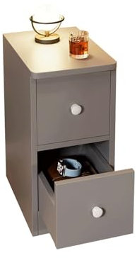 luckxuan Nachttische Kleiner Grauer Nachttisch, Massivholz-Aufbewahrungsschrank, Sideboard mit Zwei Schubladen, Massivholz-Aktenschrank for Wohnzimmer, Schlafzimmer und St Nachttisch