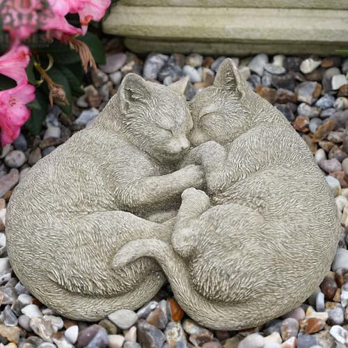 Estatua de piedra de gatos acurrucados, escultura de gatito, decoración de jardín, regalo al aire libre