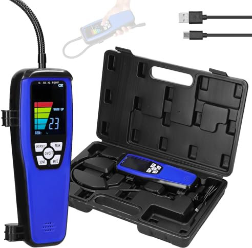 Hanzete Handheld Combustible Gases Leak Detector Natural Gases Leakage Tester Portable Combustible Gases Concentration Test Meter Gases Sniffer Test with Sound Light Alarm Function